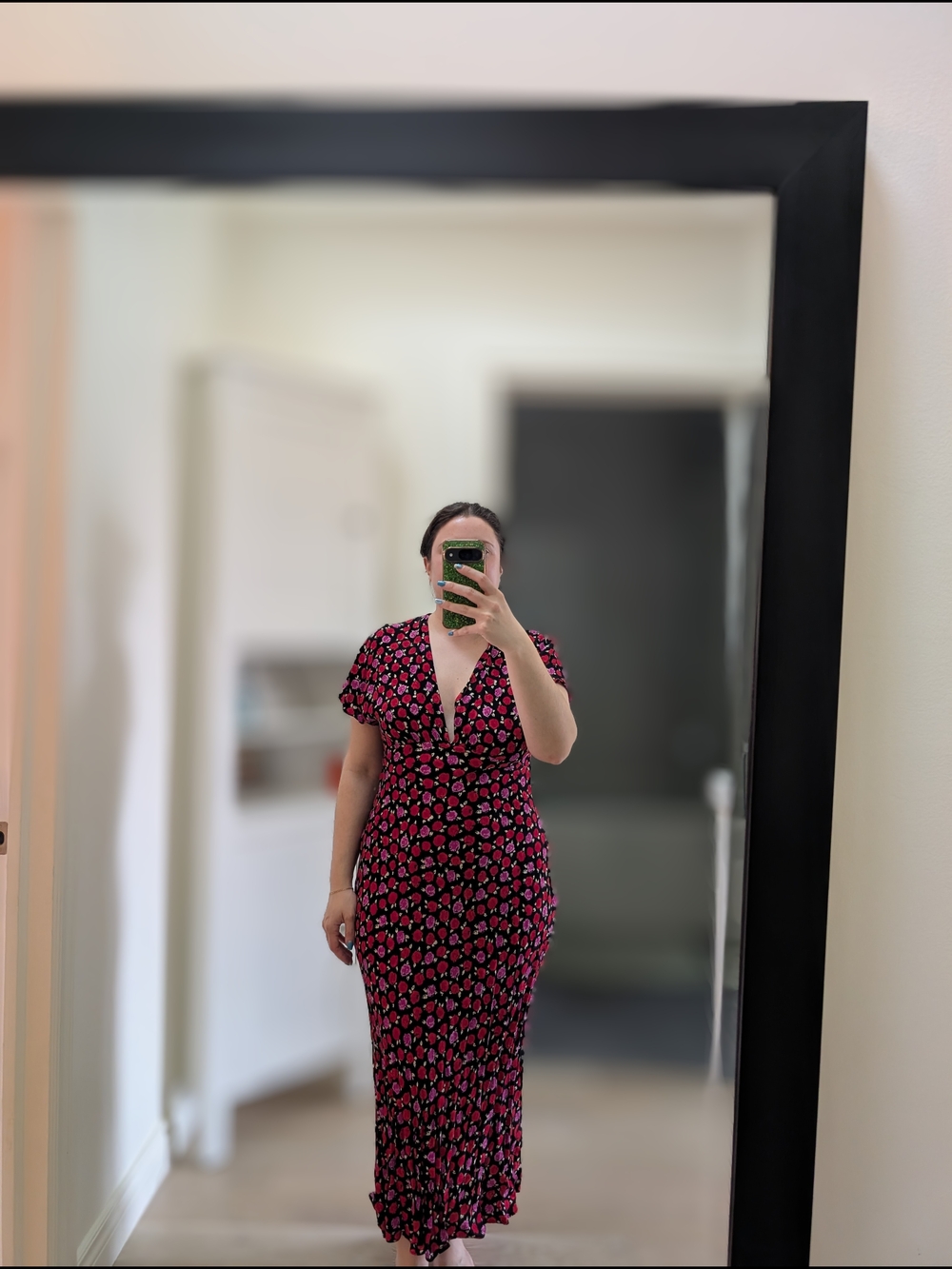Zara Pink and Black Floral Maxi Dress